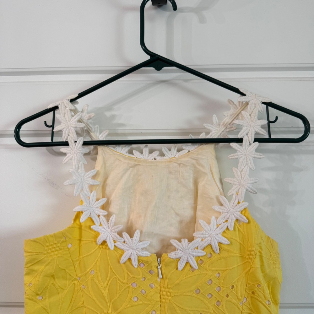 Lilly Pulitzer Annabelle Dress Size 0 Floral Yellow Daisy strapless Eyelet - Picture 6 of 11